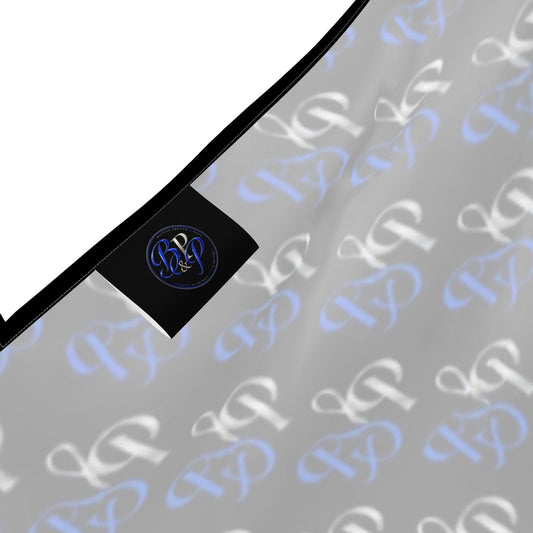 Boston Pretty & Puff Midnight Monogram Halter Maxi Dress – Royal Blue, Silver & Black