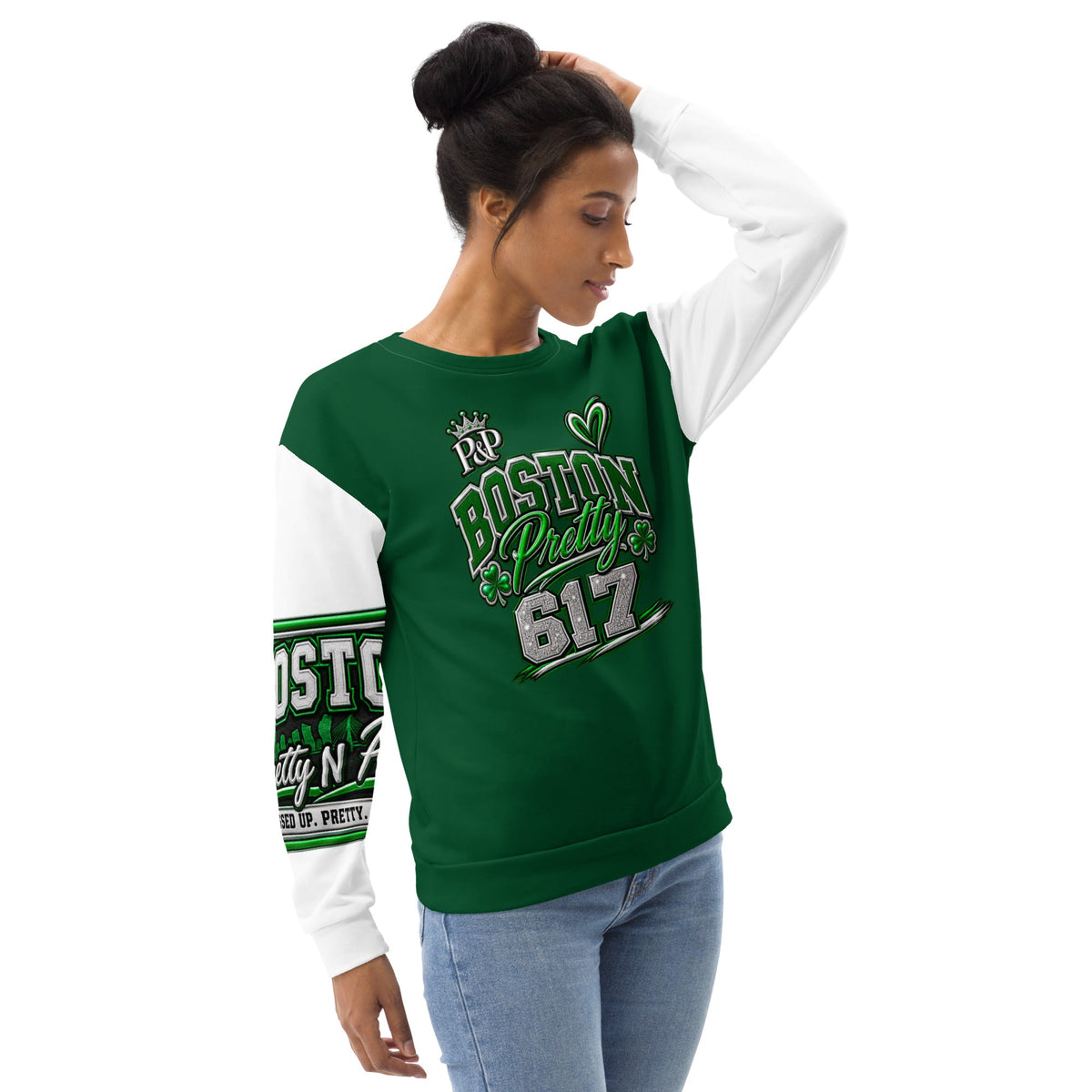 Printed Sweatshirt: Intricate Design, Sustainable Fabric, Ultimate Comfort - Boston Pretty & Puff