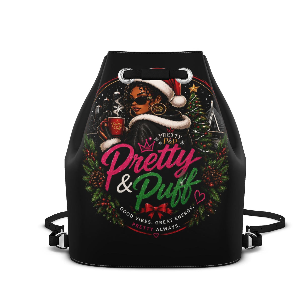 Nappa Leather Drawstring Backpack with Magnetic Closure