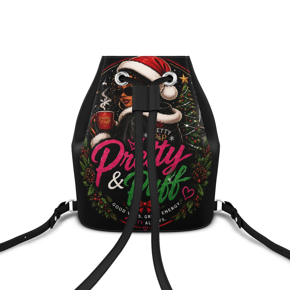 Nappa Leather Drawstring Backpack with Magnetic Closure