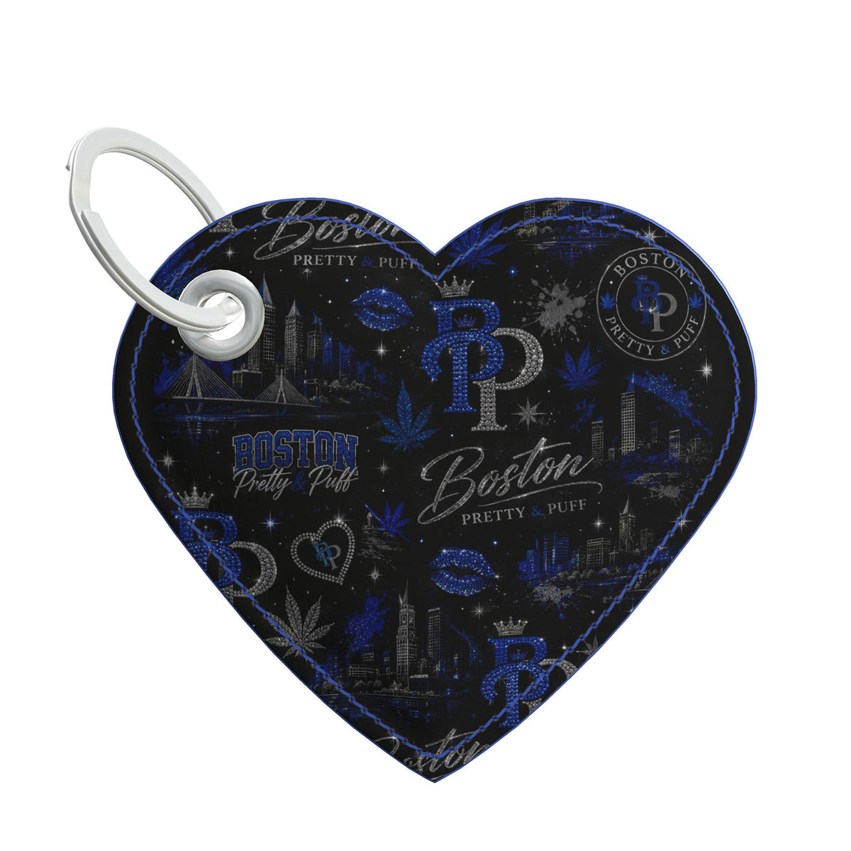 Boston Luxury Leather Keyrings - Double-Sided, Handmade Housewarming Gift Idea