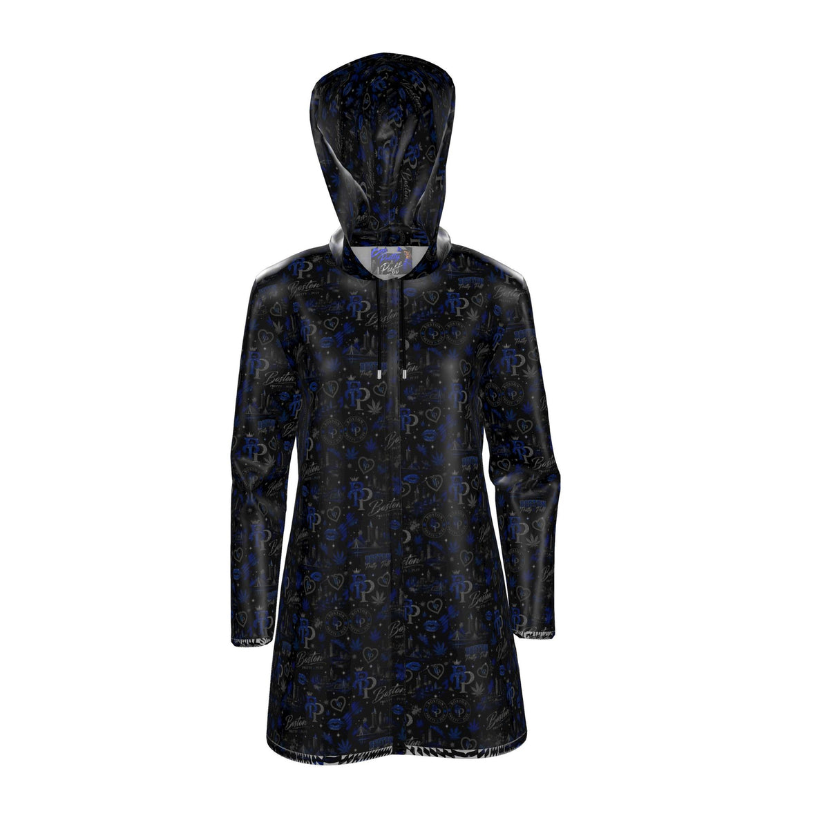 Waterproof Poly Rain Jacket, Handmade, Designer Hooded Coat