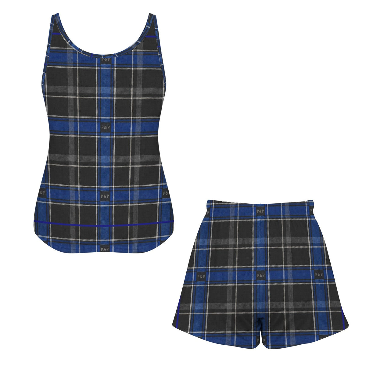 blue plaid - Boston Pretty & Puff