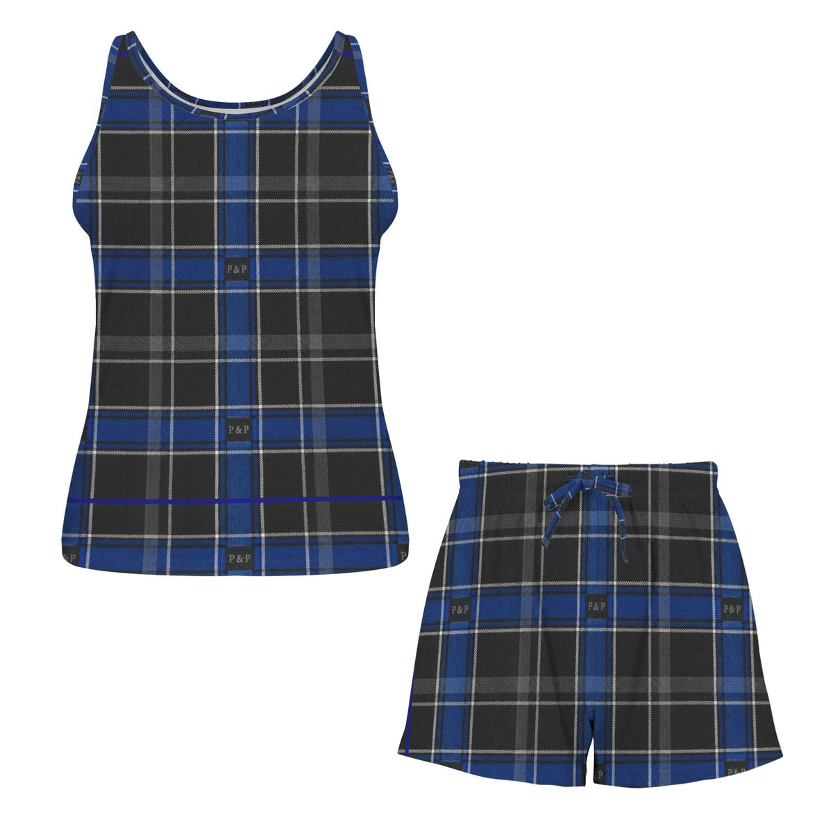 blue plaid - Boston Pretty & Puff