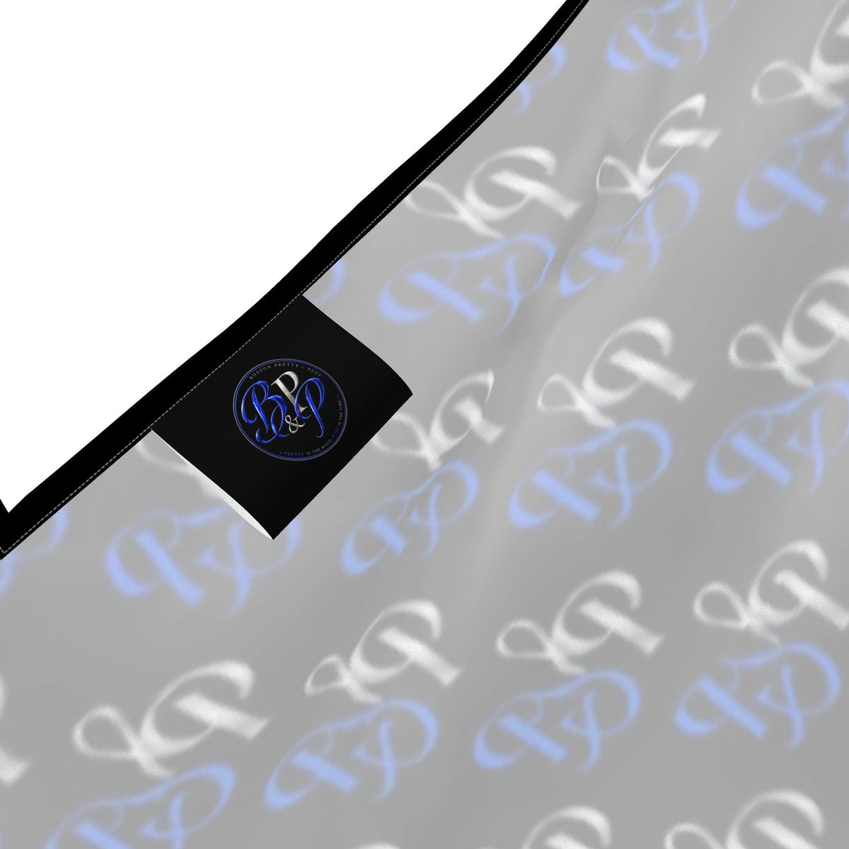 Boston Pretty & Puff Midnight Monogram Halter Maxi Dress – Royal Blue, Silver & Black