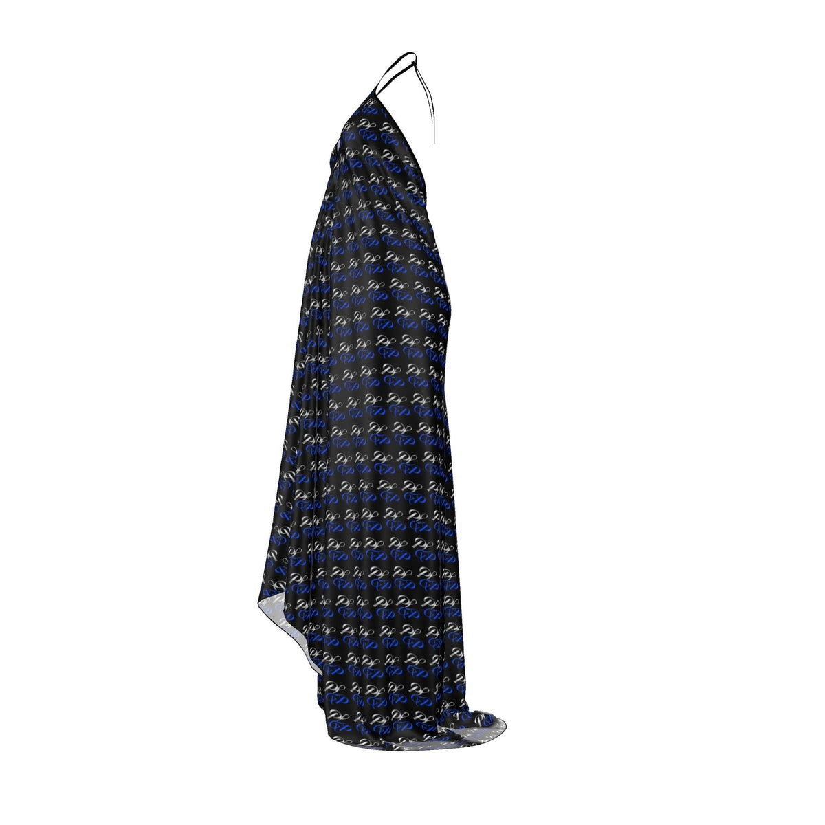 Boston Pretty & Puff Midnight Monogram Halter Maxi Dress – Royal Blue, Silver & Black
