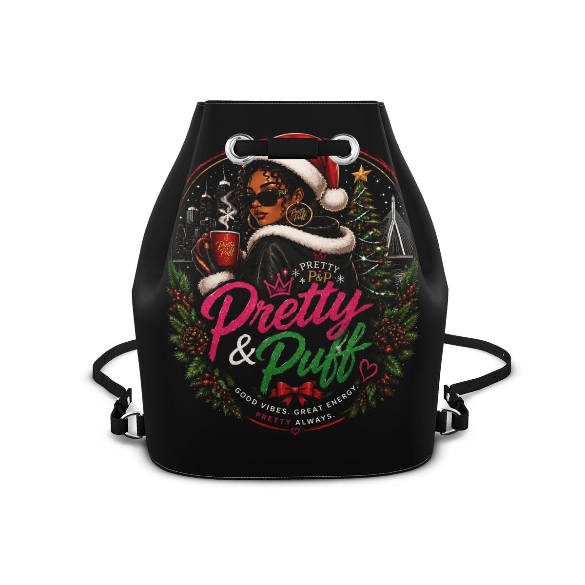 Nappa Leather Drawstring Backpack with Magnetic Closure