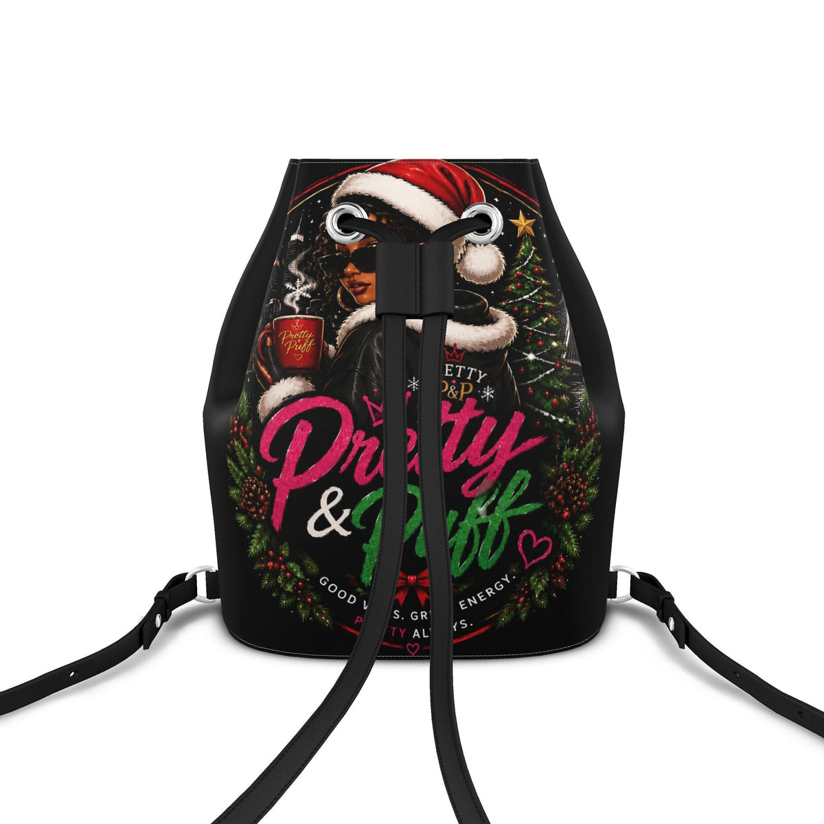Nappa Leather Drawstring Backpack with Magnetic Closure