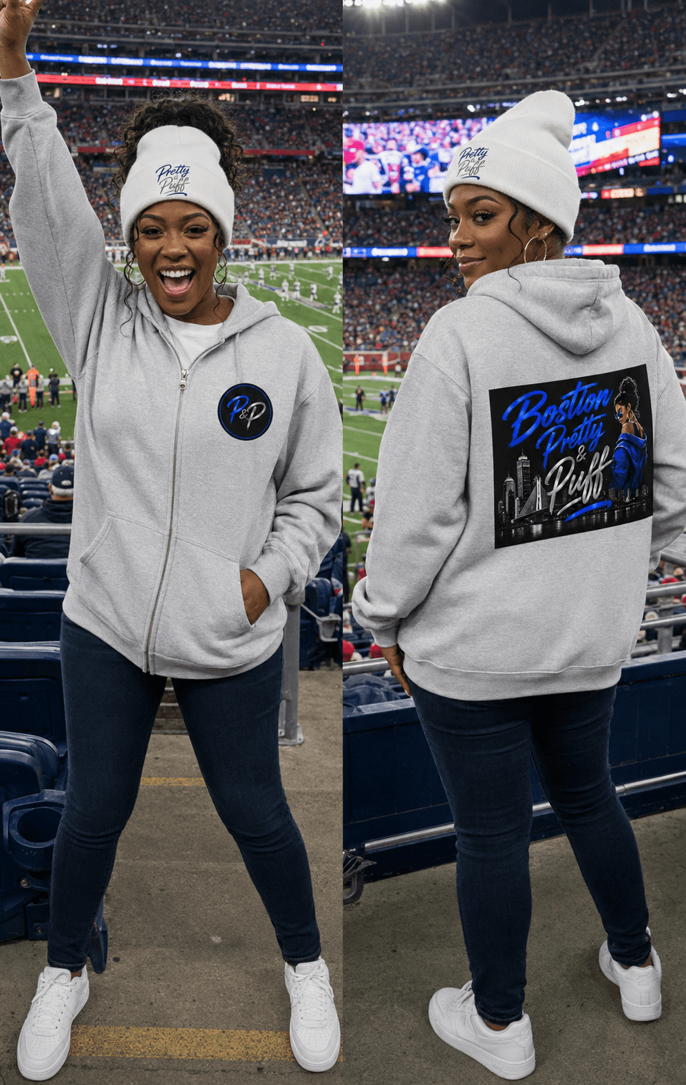 Embroidered Beanie - Boston Pretty & Puff