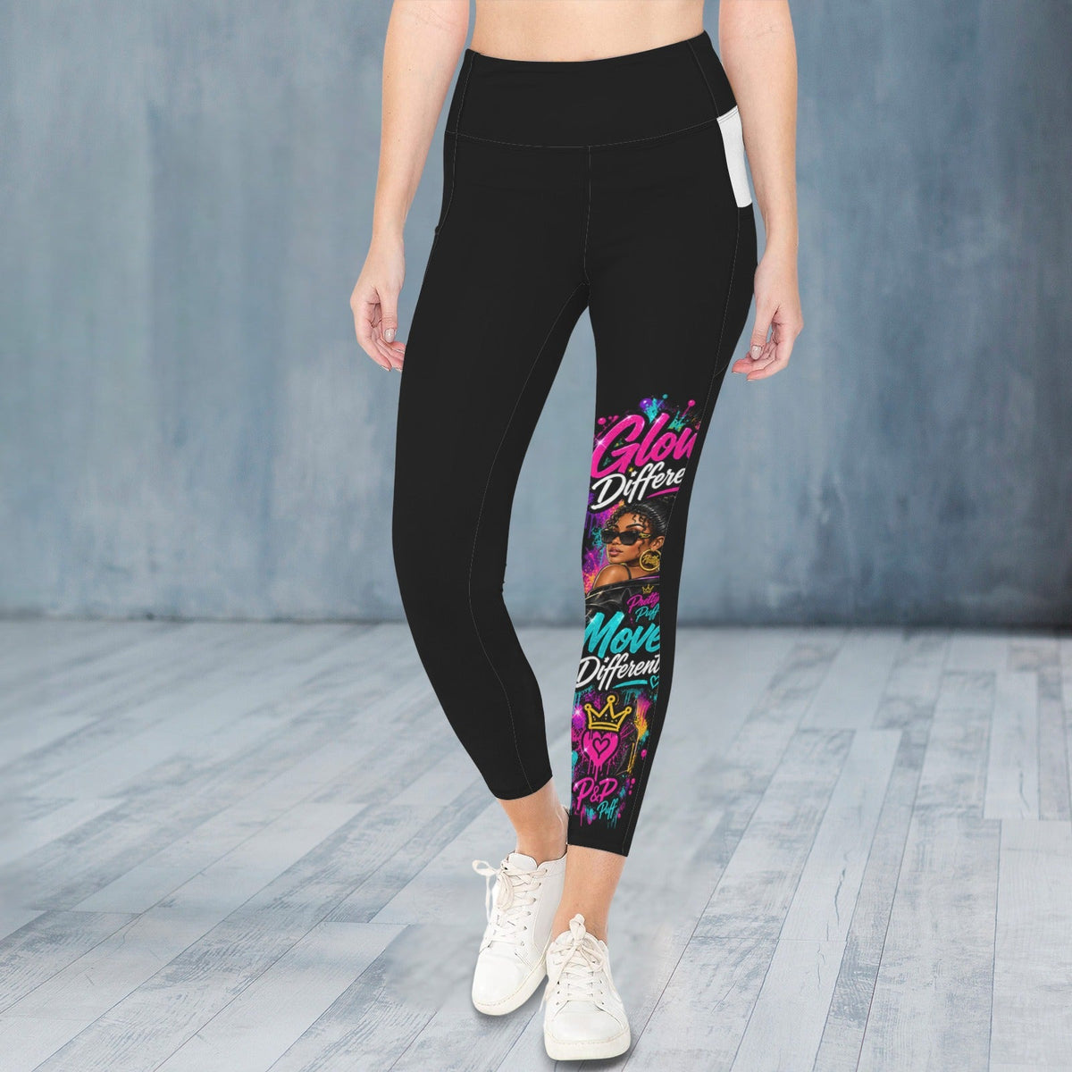 Glow Leggings-Custom Personalized Women's High Waist Pockets Yoga Leggings - Boston Pretty & Puff