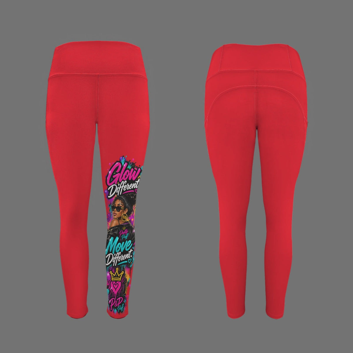 Glow Leggings-Custom Personalized Women's High Waist Pockets Yoga Leggings - Boston Pretty & Puff
