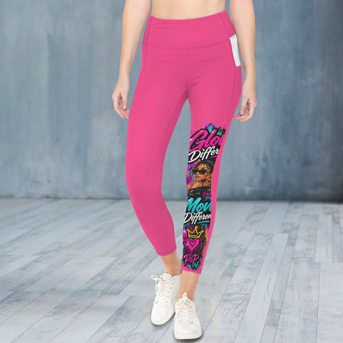 Glow Leggings-Custom Personalized Women's High Waist Pockets Yoga Leggings - Boston Pretty & Puff