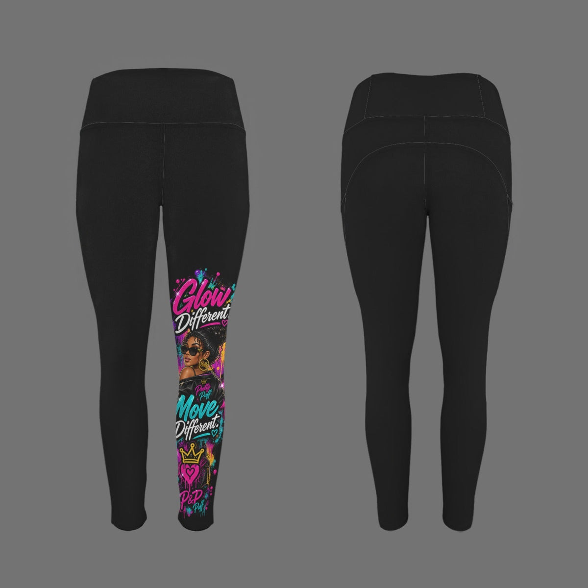 Glow Leggings-Custom Personalized Women's High Waist Pockets Yoga Leggings - Boston Pretty & Puff