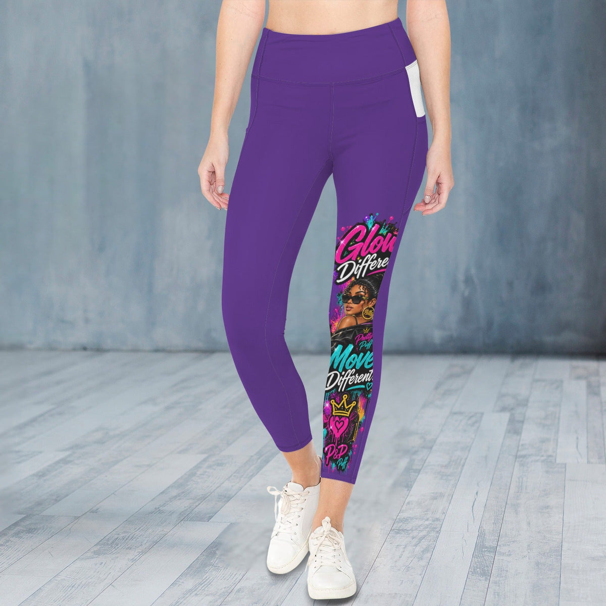 Glow Leggings-Custom Personalized Women's High Waist Pockets Yoga Leggings - Boston Pretty & Puff