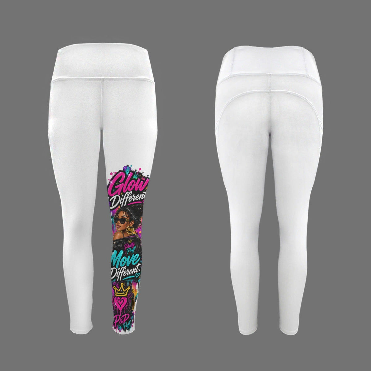 Glow Leggings-Custom Personalized Women's High Waist Pockets Yoga Leggings - Boston Pretty & Puff