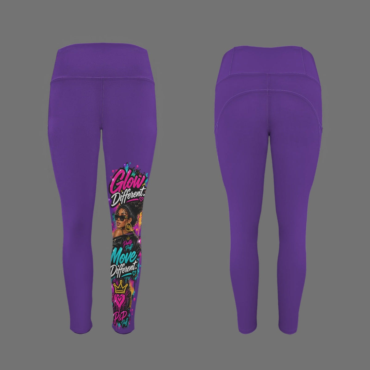 Glow Leggings-Custom Personalized Women's High Waist Pockets Yoga Leggings - Boston Pretty & Puff