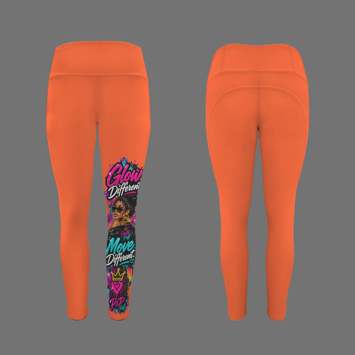 Glow Leggings-Custom Personalized Women's High Waist Pockets Yoga Leggings - Boston Pretty & Puff