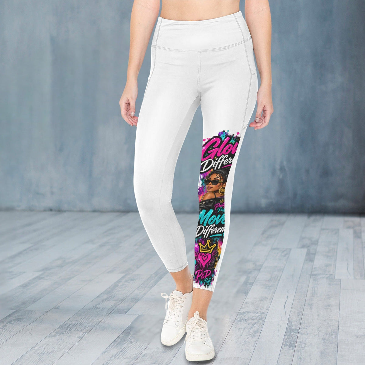 Glow Leggings-Custom Personalized Women's High Waist Pockets Yoga Leggings - Boston Pretty & Puff