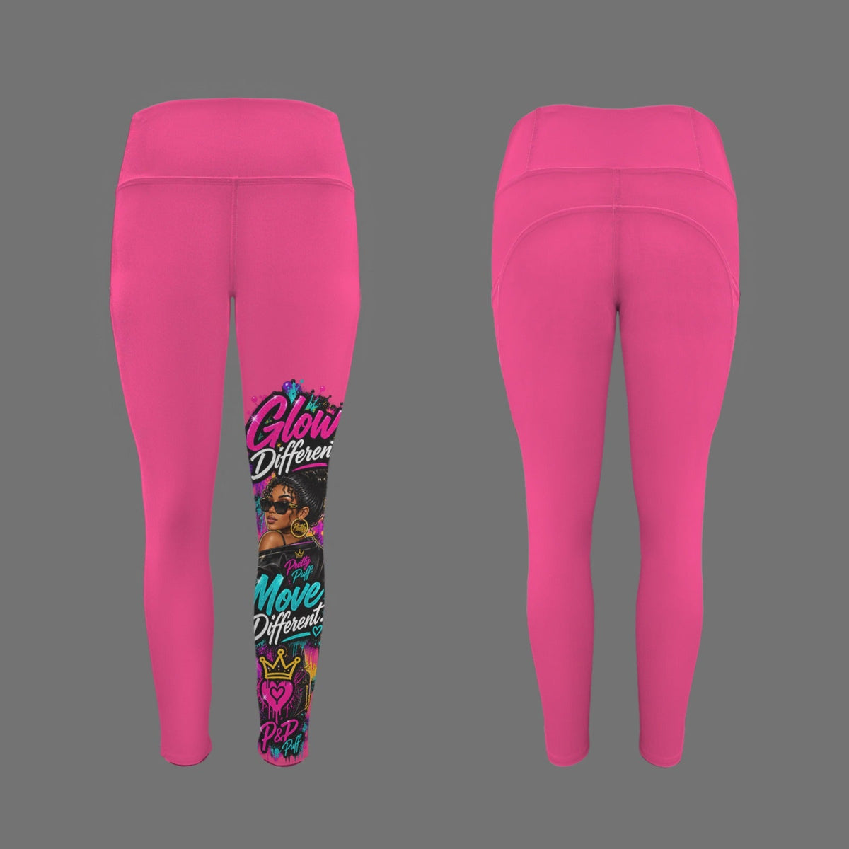 Glow Leggings-Custom Personalized Women's High Waist Pockets Yoga Leggings - Boston Pretty & Puff