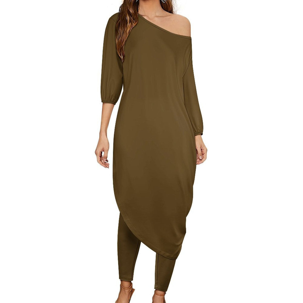 One Shoulder Top & Long Pants Set - Soft, Lightweight & Fashionable - Boston Pretty & Puff