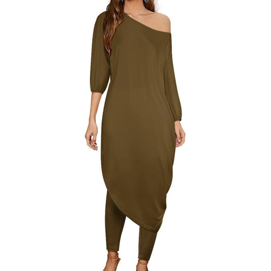 One Shoulder Top & Long Pants Set - Soft, Lightweight & Fashionable - Boston Pretty & Puff