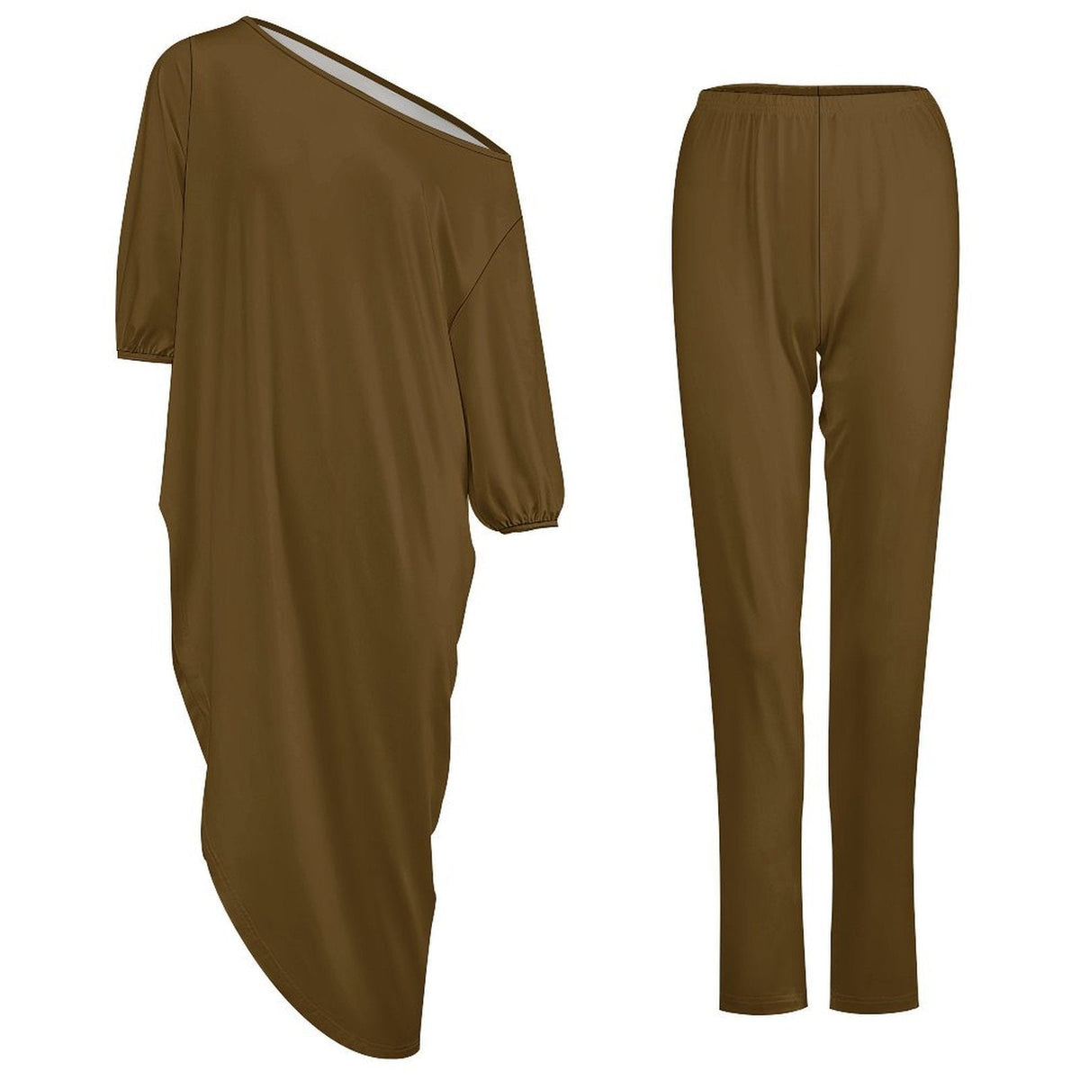 One Shoulder Top & Long Pants Set - Soft, Lightweight & Fashionable - Boston Pretty & Puff