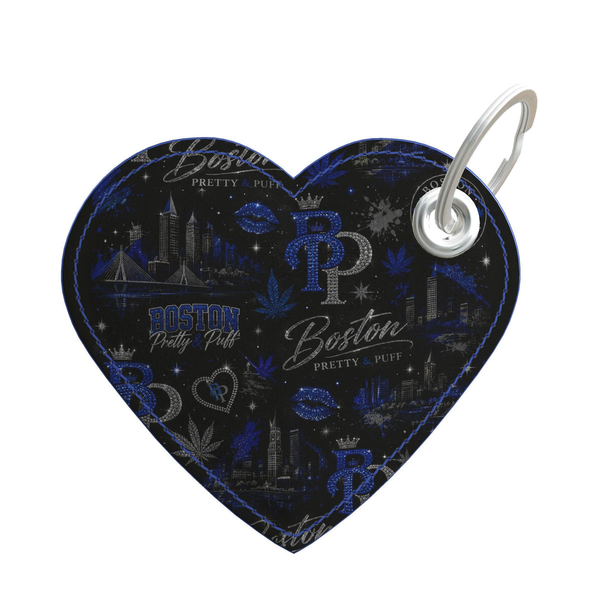 Boston Luxury Leather Keyrings - Double-Sided, Handmade Housewarming Gift Idea