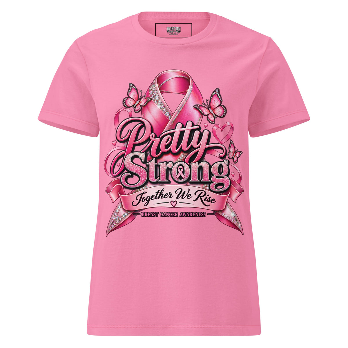 Pretty Strong Breast Cancer t-shirt - Boston Pretty & Puff