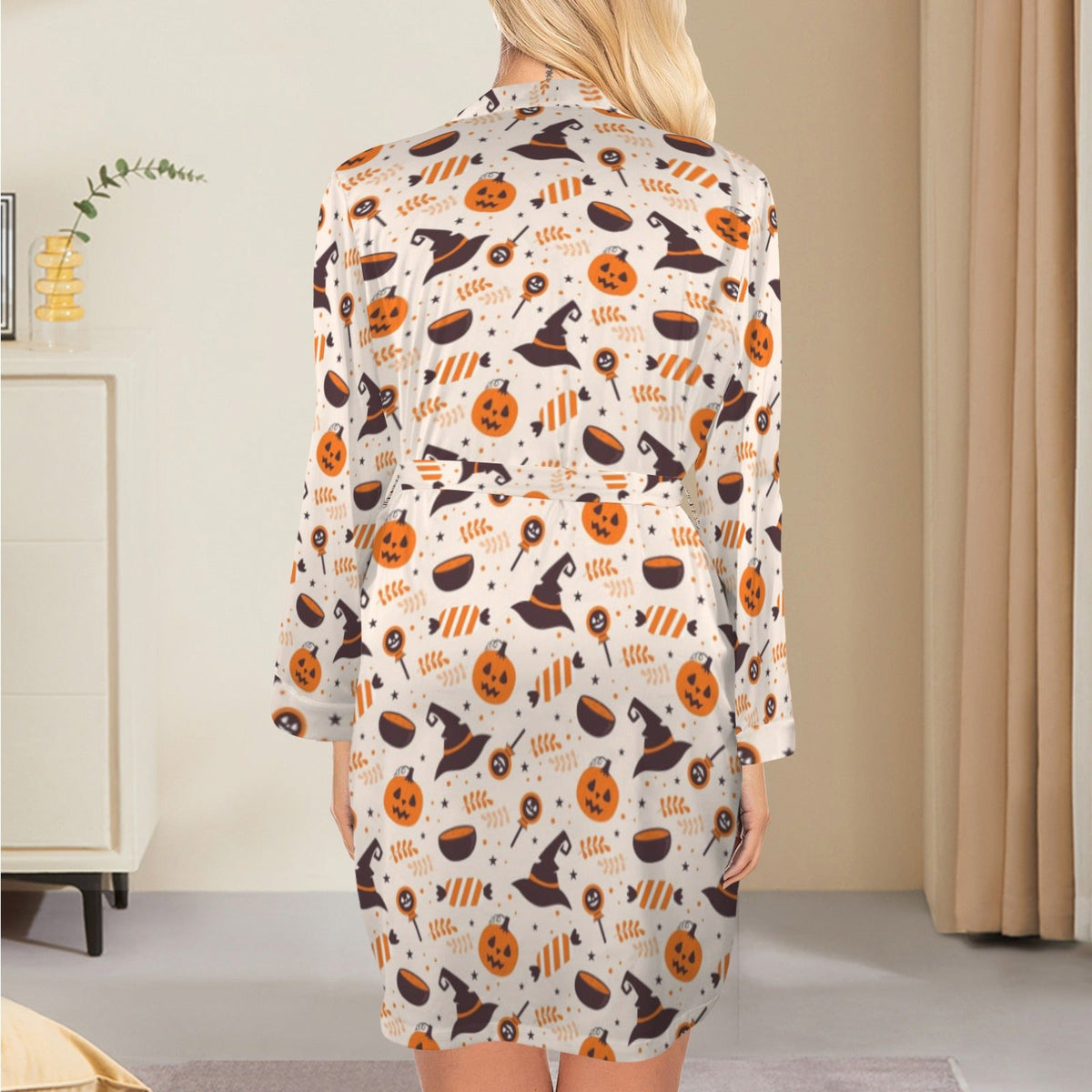 Women's Halloween Theme Pajama Robe Cami Sets - Boston Pretty & Puff