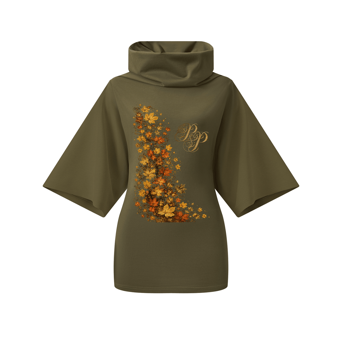 Women’s Turtleneck Batwing T-Shirt - Boston Pretty & Puff